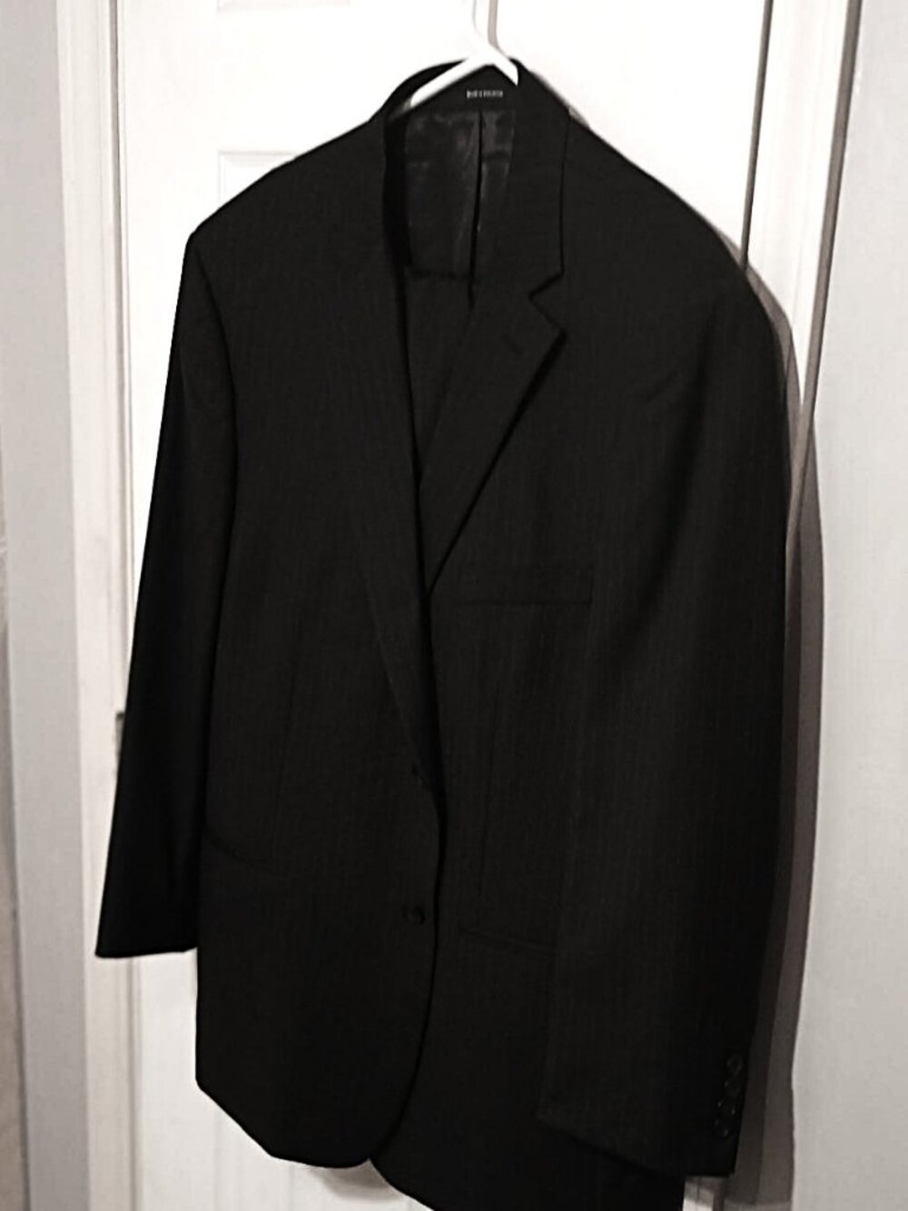 Pronto Uomo Platinum Black Pinstripe 2 Piece Suit  48R